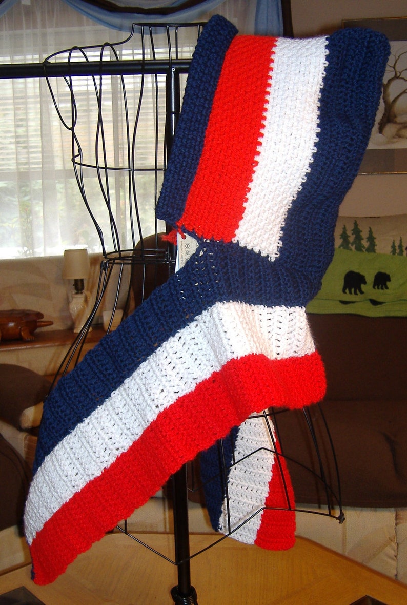 Women's Patriotic Hood and Scarf in Red White and Blue image 0
