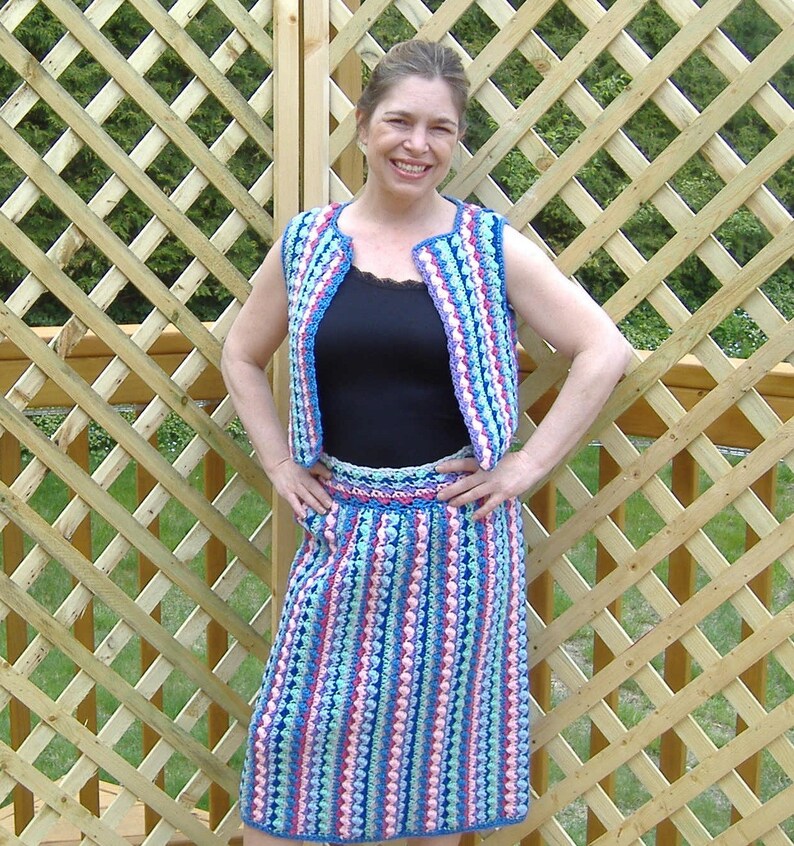 CROCHET SUIT Pattern 131  Skirt and Vest set in Vertical image 0