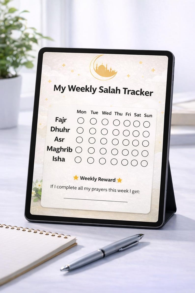 Kids Weekly Salah Tracker Printable | Islamic Prayer Chart for Children ...