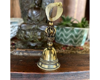 Cloche artisanale en laiton, décoration de temple bouddhiste