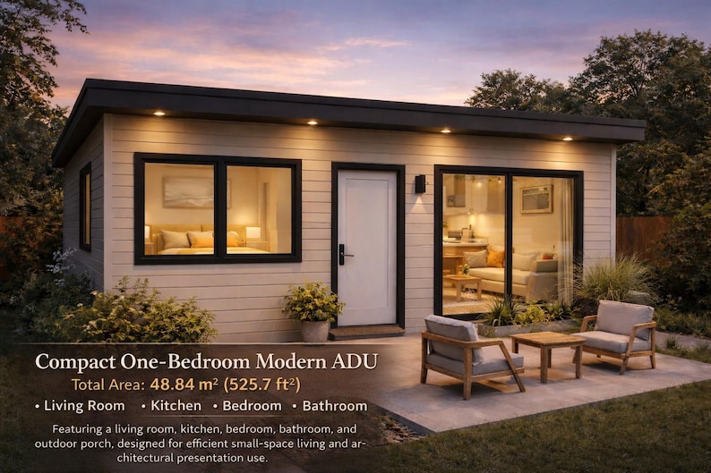 Modern Scandinavian ADU House Design | 1 Bedroom Small House | Interior ...