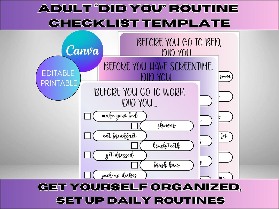 Editable Daily Routine Chart, Editable Family Routine Checklist ...
