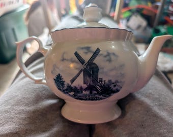 Delft Blauw Porzellan Teekanne Teekanne Blau Windmühle