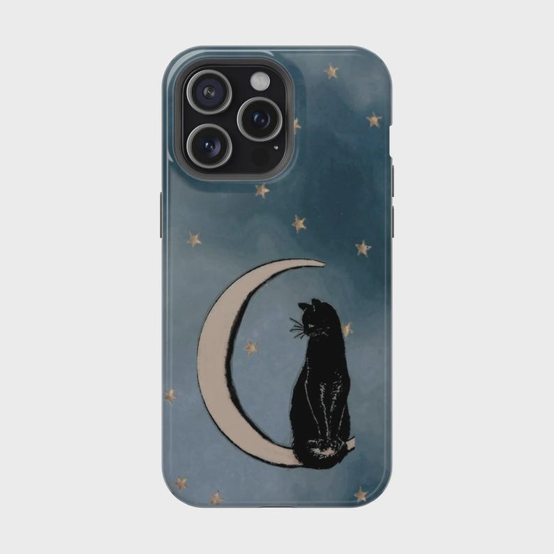 Vintage Black Cat Phone Case, Smoking Night Vibes Case Cover For iPhone And Samsung 3