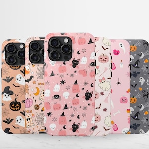 Gothic Halloween Phone Case, Kawaii Spooky Pattern Cover For iPhone And Samsung