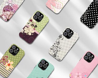 Y2K Kawaii Floral Polka Dot Phone Case – Retro Gift for Her