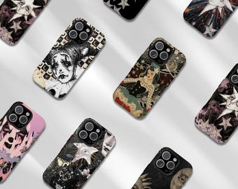 Whimsigoth Celestial Clown Phone Case, Dark Academia Y2K Grunge Cover (iPhone/Samsung)