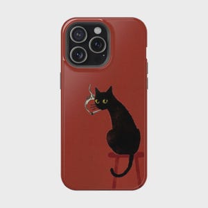 Vintage Black Cat Phone Case, Smoking Night Vibes Case Cover For iPhone And Samsung 6