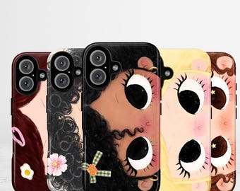 Big Eyes Cartoon Girl Phone Case, Dreamy Kawaii Cover For iPhone And Samsung