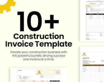 Construction Invoice Template Bundle | Construction Receipt Subtotal - Excel | Google Sheets (Instant Download)