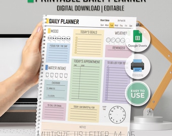 Productivity Focus Tracker With To Do List | Google Sheets Template | Size - Letter, A4, A5