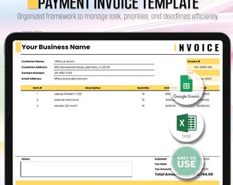 Business Invoice Template | Printable Professional Form for Small Business (US Letter, A4, A5)