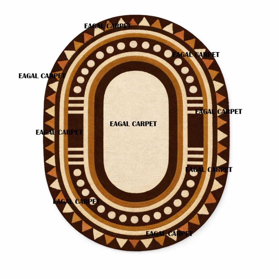 Hand Tufted New Zealand Wool Rug| Modern Oval Geometric Rug - Etsy