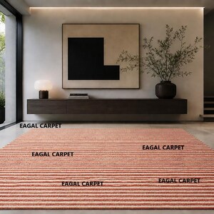 Hand Tufted New Zealand Wool Rug – Loop & Cut Pile Modern Striped Carpet