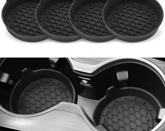 Black Silicone Car Cup Holder Coasters, Non-Slip Interior Accessory, 4 Pack