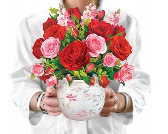 12" Japanese Cherry Blossom Pop Up Card – 3D Bouquet Card (Get Well Soon, Sympathy)