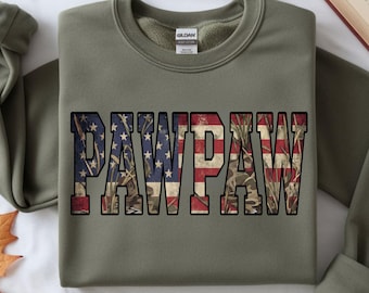 Pawpaw PNG Camo Flag Graphic, Patriotic Grandpa Sublimation File (Digital Download)