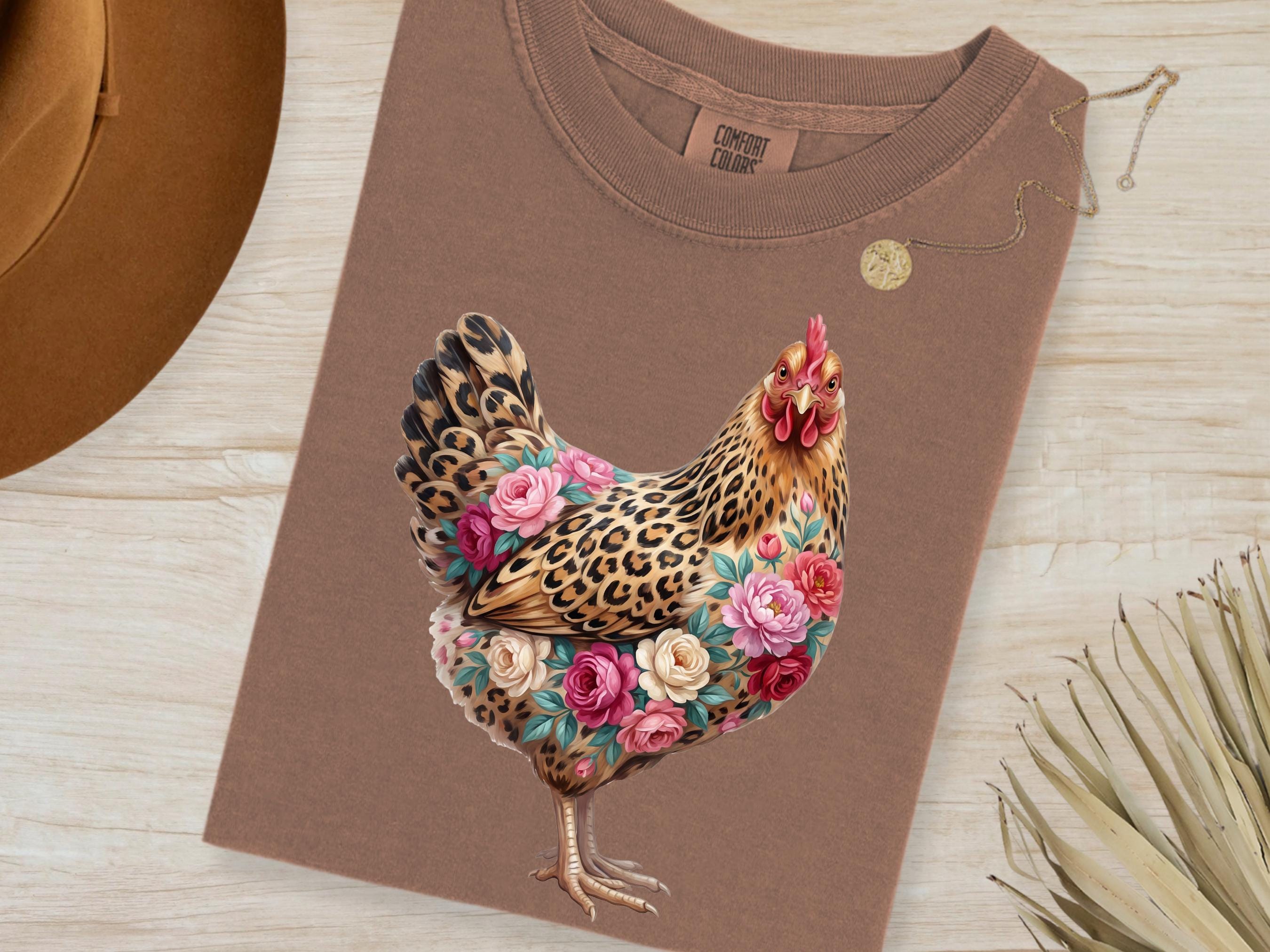 Leopard Pattern Chicken Leopard Floral Chicken PNG, Boho Farmhouse Hen Graphic (digital ...