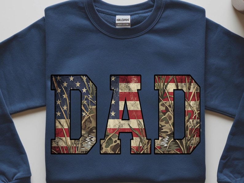 Patriotic Hunting Dad PNG, American Flag Camo Graphic, Sublimation file, Hunting Faither (Digital Download) image 2