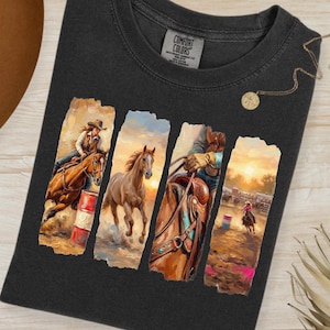 Rodeo Cowgirl Horse PNG, Western Art Painting, Barrel Racing Sublimation File (Digital Download)