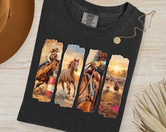 Rodeo Cowgirl Horse PNG, Western Art Painting, Barrel Racing Sublimation File (Digital Download)