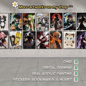 Chibi Anime Style Fanart Sticker Design Bundle | Digital Download PNG, Print Ready PDF | Cute Kawaii DIY Printable Vinyl Sticker Art Pack 01 image 6
