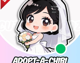 Chibi Hochzeitskleid Braut PNG | Discord PFP | Twitch Profilbild | Niedlicher Kawaii Charakter | HD Anime Download | Personalisierter Geschenkaufkleber
