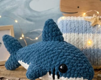 Adorable Crochet Shark Plush Pattern | Amigurumi Shark Toy | Instant PDF Download | Beginner-Intermediate