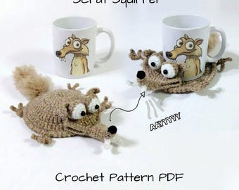 Scrat Squirrel Coaster Crochet Pattern PDF, Beginner Mug Rug, Funny Crochet Gift, Instant Download