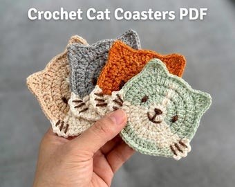 Cat Coaster Crochet Pattern PDF, Beginner Friendly Mug Rug, Gift, Instant Download