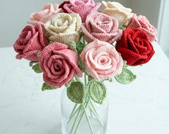 Wineglass Rose Crochet Pattern | Beginner Flower Tutorial (PDF Download)