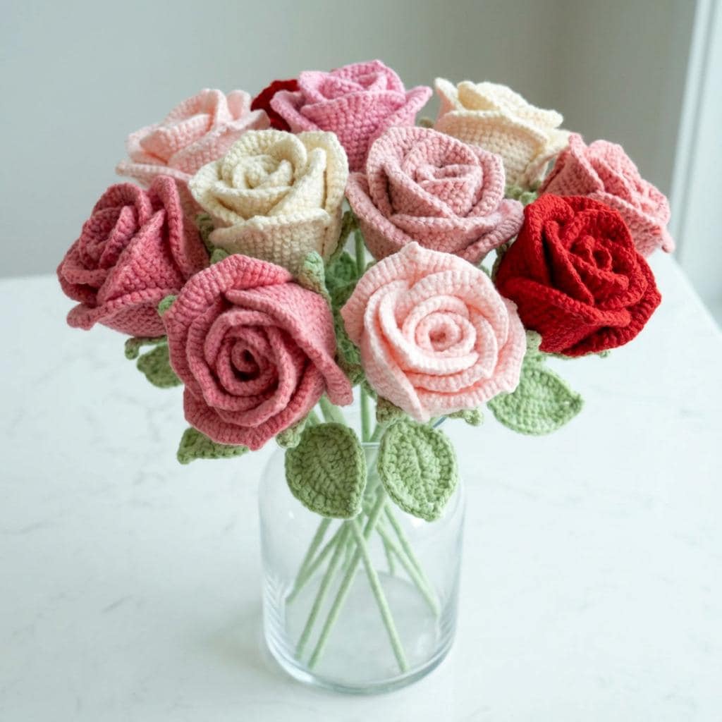 40 Valentine Crochet Patterns to Make for Gifts, Decor, and Cozy Seasonal Touches 10 Wineglass Rose Crochet Pattern Beginner Flower Tutorial