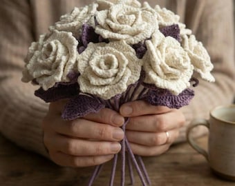 Cappuccino Rose Crochet Pattern, Beginner PDF, Realistic Flower, DIY Gift, Instant Download