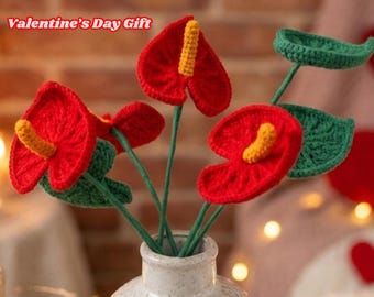 Anthurium Crochet Pattern, Tropical Flower PDF, Beginner Friendly, Heart Flower, Instant Download