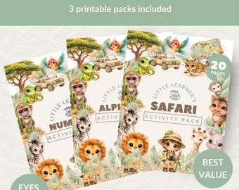 Safari druckbares Lernpaket | Alphabet & Zahlen Paket | Dschungel EYFS Arbeitsblätter | Vorschule und KS1 Aktivitäten Set