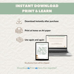 Instant download printable activity pack for children, ready to print and use at home or school with no physical item shipped.