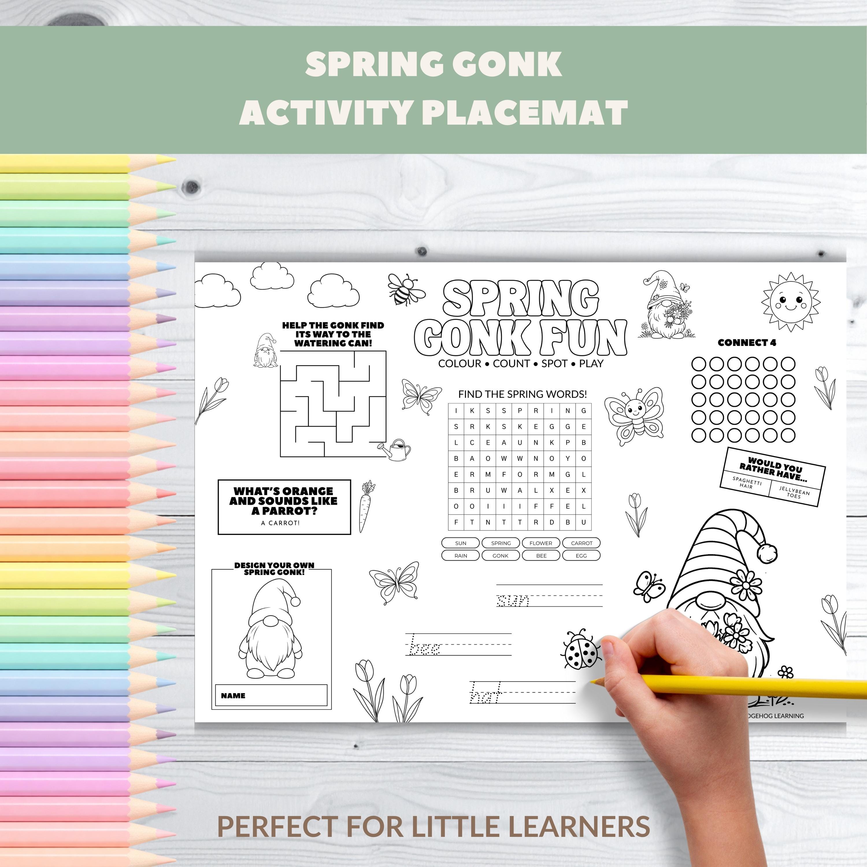 Spring Gonk Colour In Spring Gonk Activity Placemat Printable | Kids Easter Table Activity ...