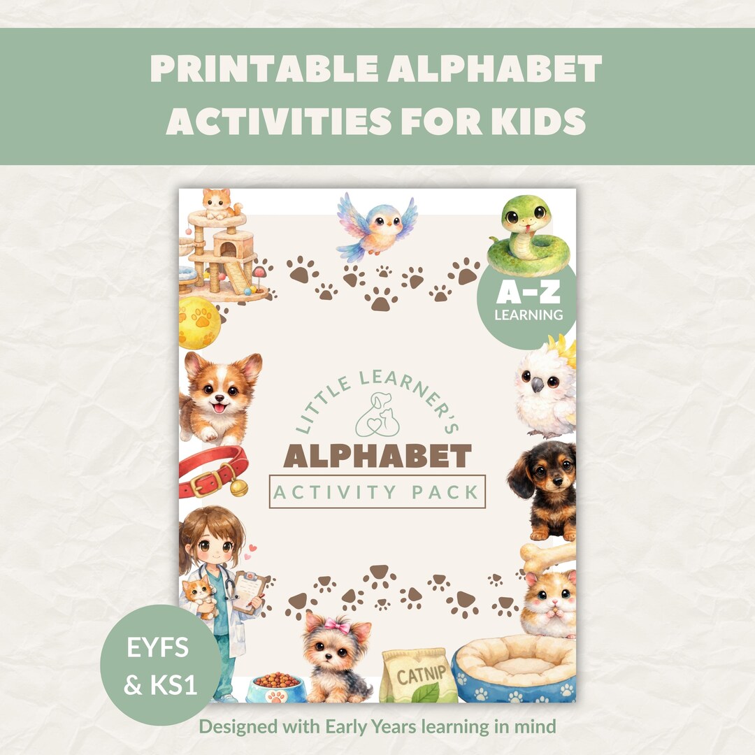 Pets Alphabet Activity Pack Printable | A–Z Letter Tracing Worksheets ...