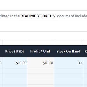 Simple Inventory List Template (Excel) – One Sheet Stock Tracker for Etsy Sellers | Digital Download