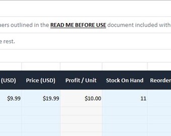 Simple Inventory List Template (Excel) – One Sheet Stock Tracker for Etsy Sellers | Digital Download