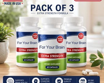 Extra Strength Brain Wellness Supplement 60 Capsules Pack of 3