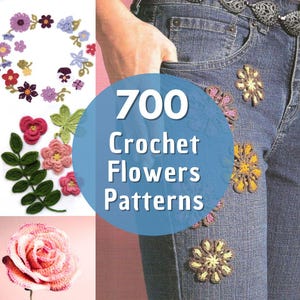 Lot de 700 motifs de fleurs au crochet - Collection ultime de motifs floraux vintage - Téléchargement PDF (en anglais)