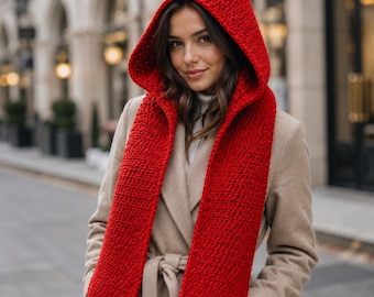 Hooded Crochet Scarf Pattern – Easy One-Piece, Beginner-Friendly, Basic Stitches, Instant PDF Download