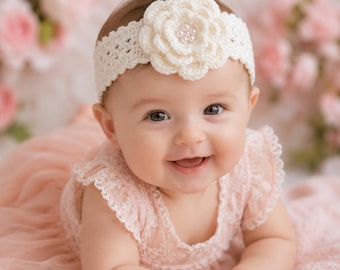 Crochet Baby Flower Headband Pattern PDF, Newborn & Baby Girl Floral Headband, Easy DIY Crochet Tutorial