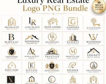 50 Real Estate Logo PNG Bundle | Luxury Realtor Branding Logos | Modern House & Property Logo Collection | Non Editable PNG Designs