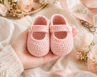 Mary Jane Baby Booties Crochet Pattern PDF – Beginner Baby Shoes, Newborn–3-12M, Instant Digital Download