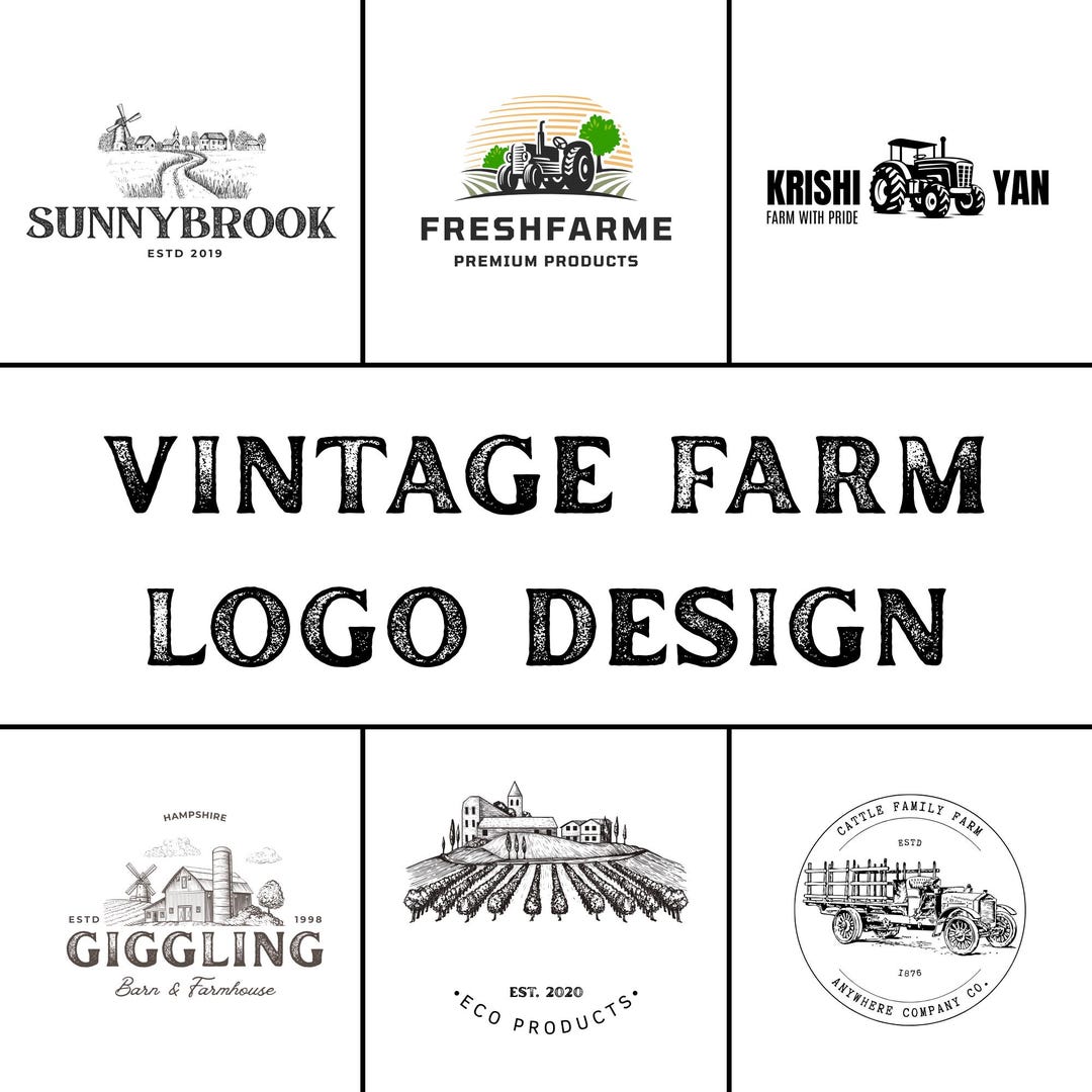 Vintage Farm Logo Bundle – Editable Rustic Agriculture Branding Badges ...
