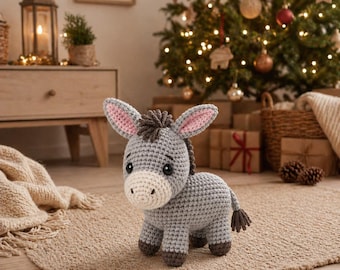 Cute Amigurumi Crochet Donkey Pattern PDF - English DIY Plush Toy, Stuffed Animal, Beginner Friendly, Instant Download