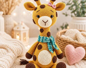 Cute Giraffe Amigurumi Crochet Pattern PDF – Safari Plush Toy Tutorial, Step-by-Step, Beginner Friendly, Instant Download