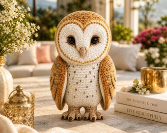 Realistic Barn Owl Amigurumi Crochet Pattern PDF Digital Download | Beginner-Friendly Woodland Plush Tutorial